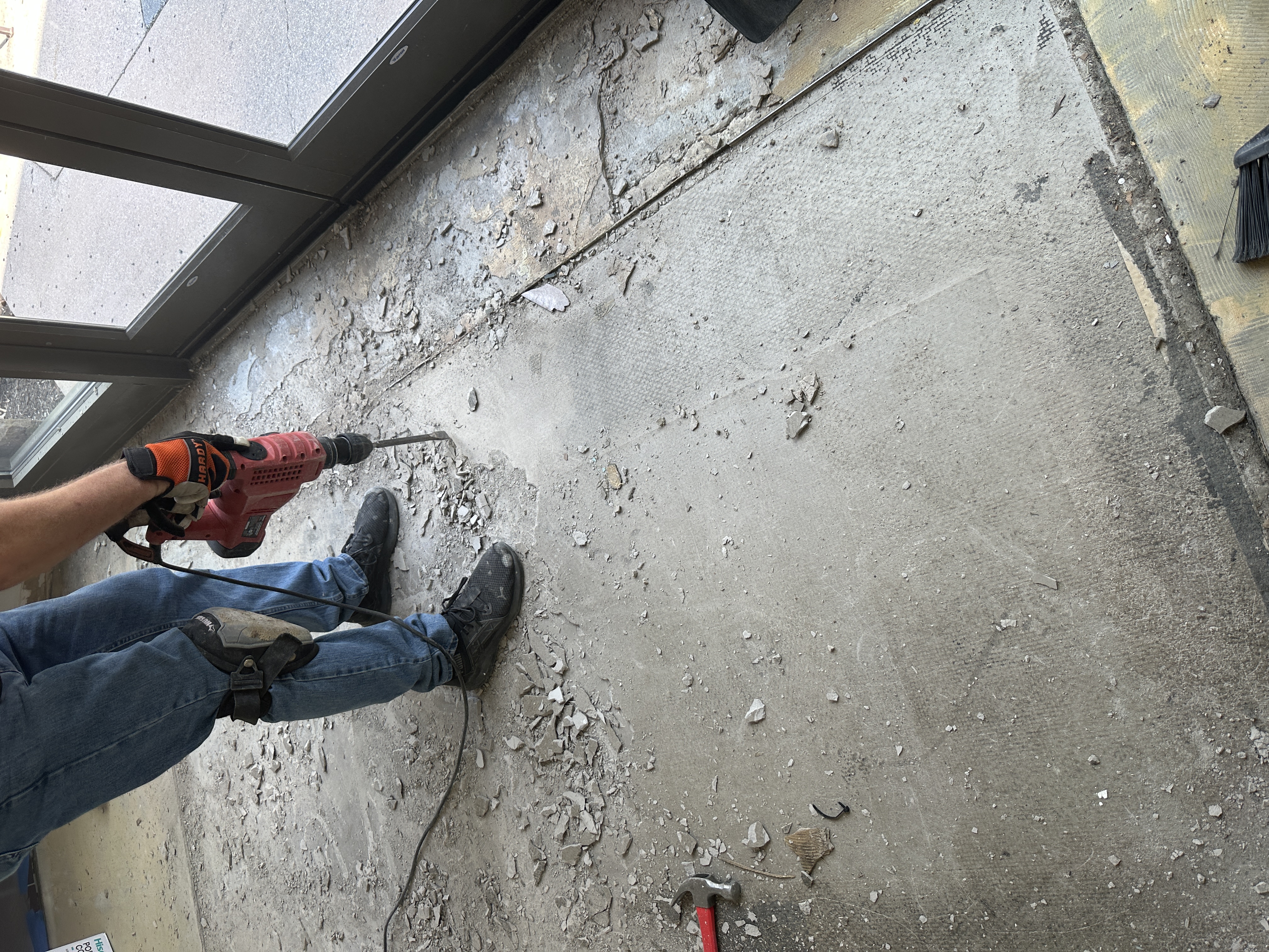 Technician applying coating