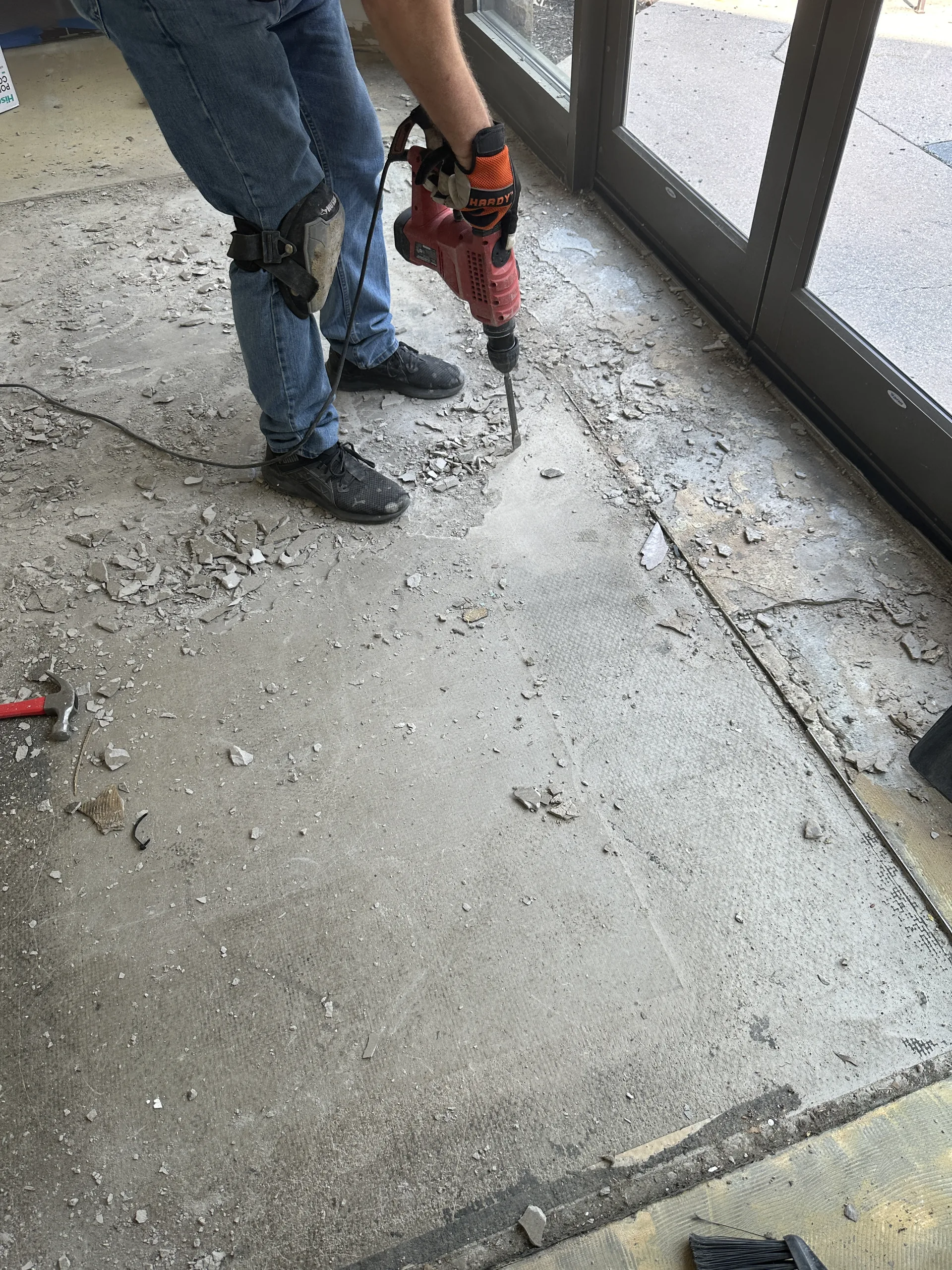 Technician applying coating